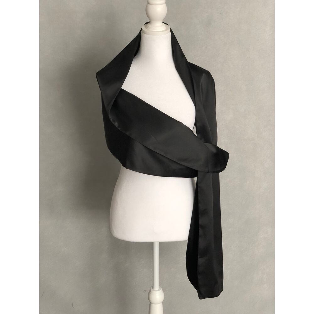 Adrianna Papell Black Satin Wrap Scarf